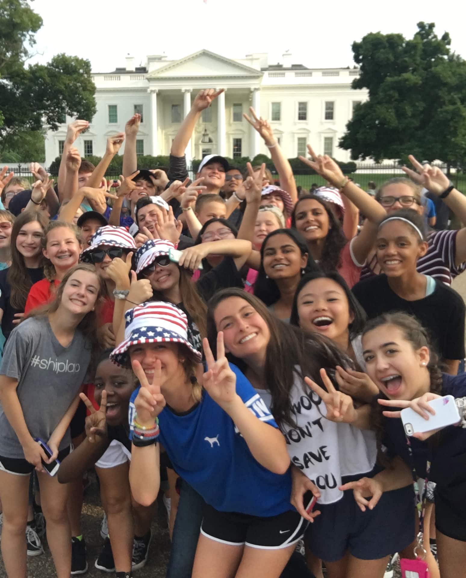 Students gathered in front lawn of the white house in Washington, D.C.