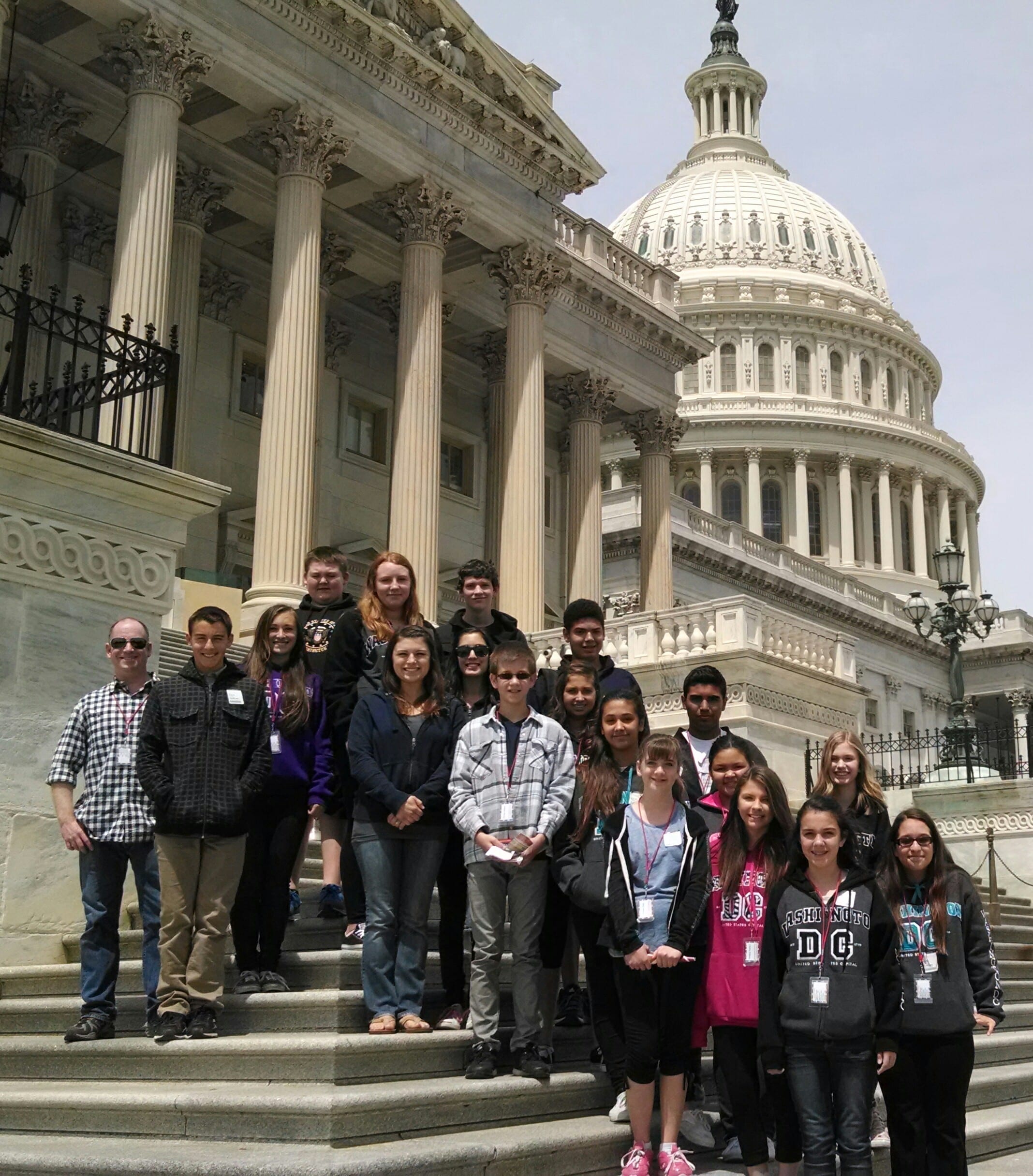 Students on the steps of the Capitol Building in Washington, D.C.